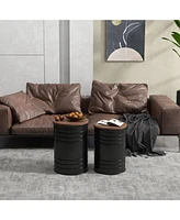 Simplie Fun Nesting Storage Ottomans Set of 2 with Lids, Hidden Space