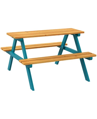 Simplie Fun Outdoor Kids Picnic Table Set with Wood Table and Benches for 4