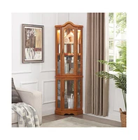 Streamdale Furniture Lighted Glass Curio Cabinet with Crown Corner