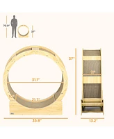 Streamdale Furniture Indoor Cat Exercise Wheel with Brake and Scratching Pads