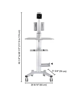 Yescom Desktop Pc Mobile Cart Stand Wheel Computer Office Workstation Exhibition Silver