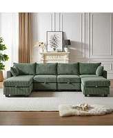 Simplie Fun Modular Sectional Sofa with Storage and Convertible Sleeper