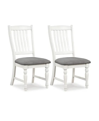 Skonyon Set of 2 Dining Chairs Kitchen Side Chair with Solid Wood Legs-White