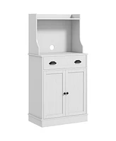 Streamdale Furniture White Storage Cabinet with Adjustable Shelf and Cable Hole