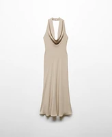 Mango Women's Draped Neckline Halter Dress