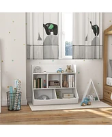 3-Tier Kids Bookcase with Storage Compartments