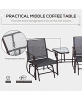 Streamdale Furniture Outdoor Glider Chairs & Coffee Table for Patio & Porch