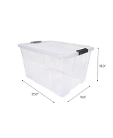 Iris Usa Iris Usa, 60 Quart Stack & Pull Plastic Storage Box with Buckles and Lid, Clear