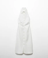 Mango Women's Linen Shirt-Collar Dress