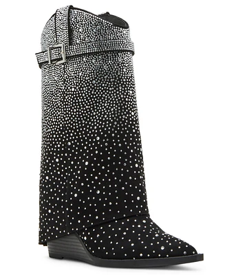 Madden Girl Joe Rhinestone Cuffed Wedge Western Dress Booties