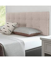 Sugift Linen Upholstered Headboard with Solid Rubber Wood Legs-Beige