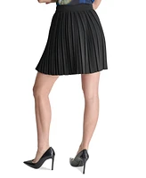 Dkny Petite Solid Pleated Belted Mini Skirt