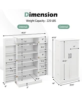 Skonyon Freestanding Buffet Cupboards Sideboard with 2 Doors and Anti-Tipping Devices-White