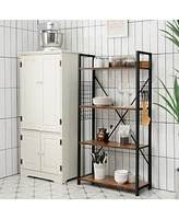Skonyon 4 -Tier Industrial Open Storage Bookshelf-Coffee