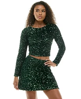 Alex & Sophia Women's Sequin Tie-Back Long-Sleeve Top