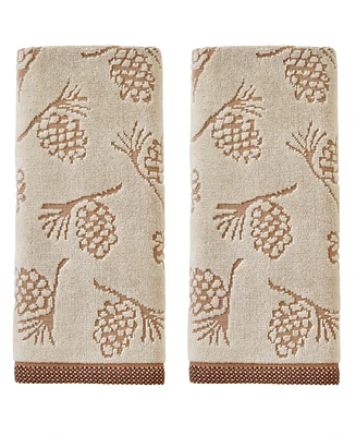 Skl Home Pinecone Jacquard Cotton 2 Piece Hand Towel, 16" x 25"