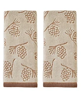 Skl Home Pinecone Jacquard Cotton 2 Piece Hand Towel, 16" x 25"