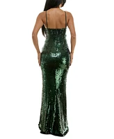 City Studios Juniors' Front-Cutout Sequinned Evening Gown