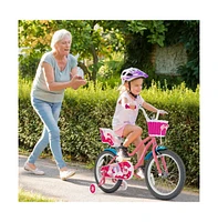 Vebreda Kids Bicycle with Training Wheels and Basket for Boys and Girls Age 3-9 Years-18 inches