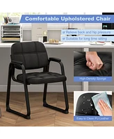 Vebreda Upholstered Waiting Room Chair with Armrest and Ergonomic Backrest-Black