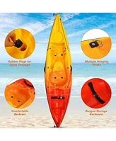 Vebreda Single Sit-on-Top Kayak with Detachable Aluminum Paddle-Yellow