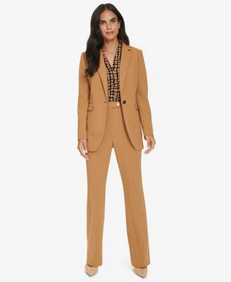 Calvin Klein Petite Single Button Padded Shoulder Blazer Mid Rise Straight Leg Pants