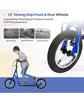 Vebreda Height Adjustable Kid Kick Scooter with 12 Inch Air Filled Wheel-Navy