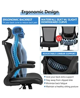 Vebreda High-Back Executive Chair with Adjustable Lumbar Support and Headrest-Black