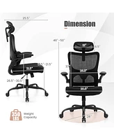 Vebreda Mesh Office Chair with Adaptive Lumbar Support Flip-up Armrests Reclining Backrest-Black