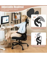 Vebreda Mesh Office Chair with Adaptive Lumbar Support Flip-up Armrests Reclining Backrest-Black