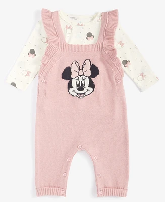 Disney Baby Girls Minnie Mouse Shirt & Overalls Set