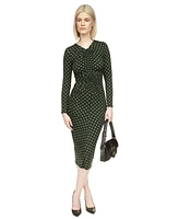 Michael Kors Women's Printed Ruched Midi Dress