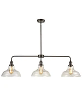 Moose Modern Bronze Island Chandelier with Clear Glass Shade - 3 Light