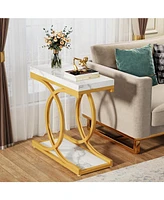 Tribesigns Modern Side Table, Rectangle End Table Narrow Sofa End Table for Living Room