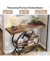 Tribesigns Console Table, 39.4-Inch Entryway Table with Thickened Tabletop, 4- Tier Industrial Narrow Hallway Sofa Table with Geometric Metal Frame fo