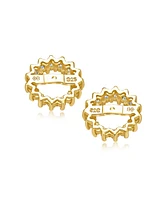 Bling Jewelry Cubic Zirconia Cz Halo Earrings Jacket For Studs For Women Gold Plated Sterling Silver (Earrings Not Included) - Gold