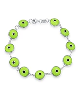 Bling Jewelry Protection Good Luck Amulet Turkish Opaque Glass Bead Evil Eye Bracelet For Women Sterling Silver Inch