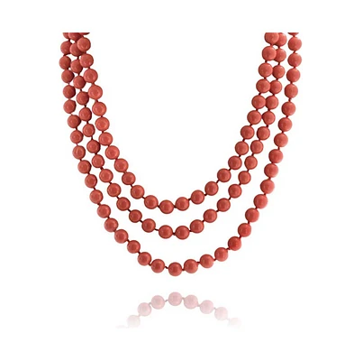 Bling Jewelry Classic Western Style Hand Knotted 10MM Round Ball Bead Endless 70 Inch Long Strand Double Triple Wrap Layer Orange Red Coral Necklace F