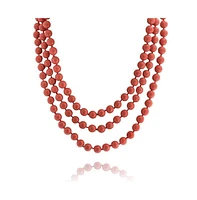 Bling Jewelry Classic Western Style Hand Knotted 10MM Round Ball Bead Endless 70 Inch Long Strand Double Triple Wrap Layer Orange Red Coral Necklace F