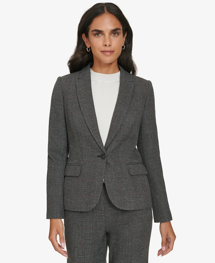 Calvin Klein Petite Single-Button Peak-Lapel Blazer