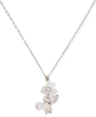 Kate Spade New York Silver-Tone Mixed Stone Flower Pendant Necklace, 16" + 3" extender