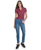 Dkny Jeans Women's Short-Sleeve Ribbed Knit Polo Shirt