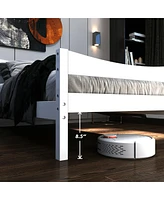 Gymax Twin Size Platform Bed Frame Foundation w/Headboard &Wood Slat Support White