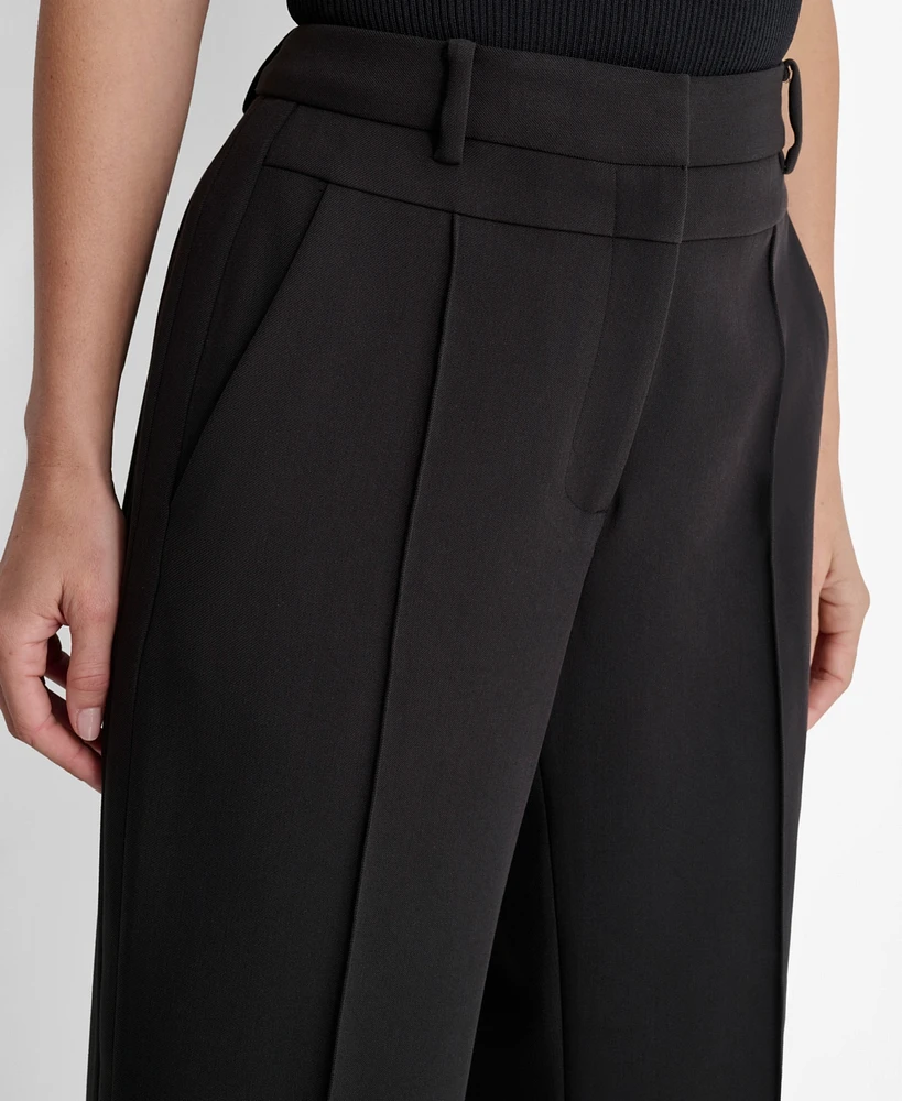 Dkny Women's High-Rise Piped-Front Wide-Leg Pants