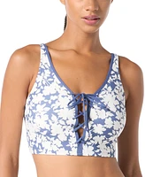 Michael Kors Women's Printed Lace-Up V-Neck Bikini Top