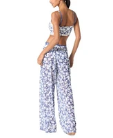 Michael Michael Kors Womens Printed Lace Up Bikini Top Printed Cover Up Pants