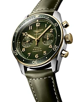 Longines Men's Swiss Automatic Chronograph Spirit Flyback Leather Strap Watch 42mm