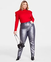 I.n.c. International Concepts Plus Metallic Straight-Leg Jeans, Created for Macy's