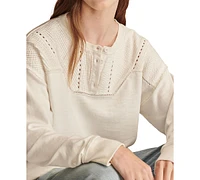 Lucky Brand Women's Pintucked-Yoke Henley Sweatshirt