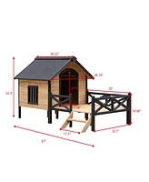 Premium Wooden Dog Kennel with Porch